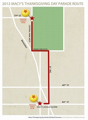 Macy's Thanksgiving Day Parade Map 2012