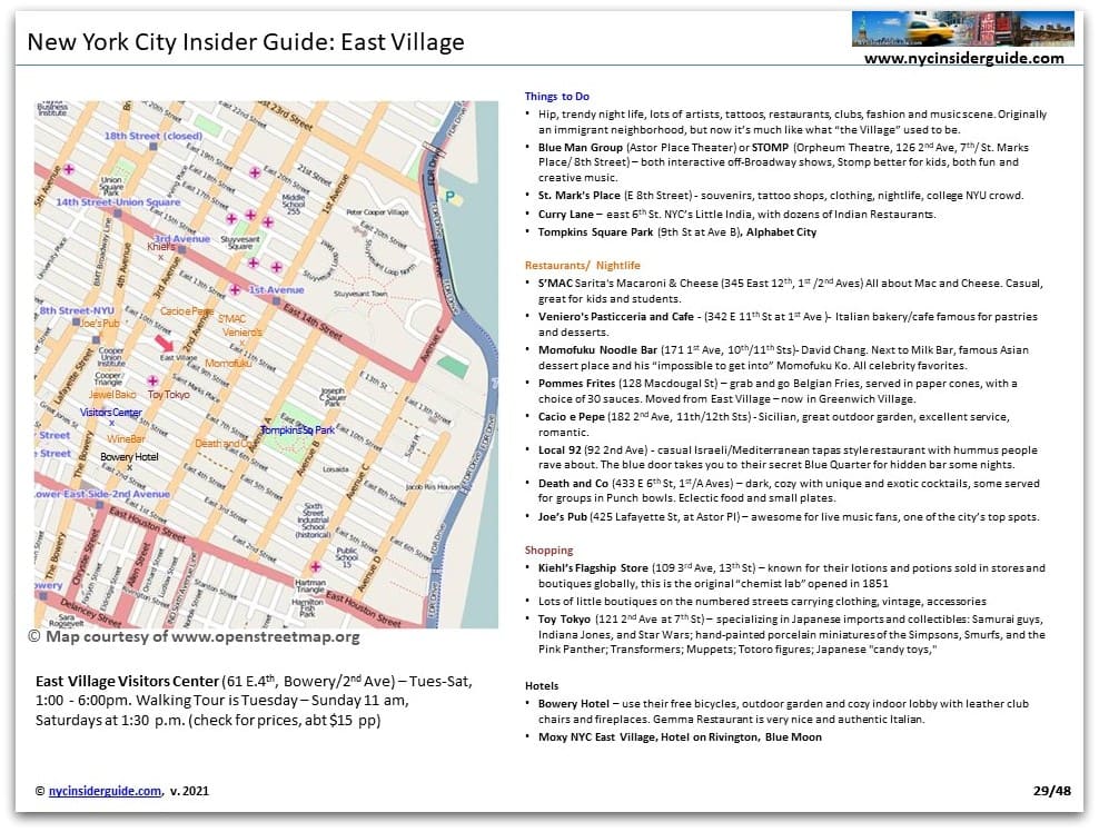 East Village NYC Free Printable Map East Village NYC Free Printable Map