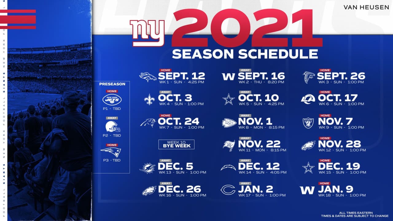 New York Giants Schedule 2021