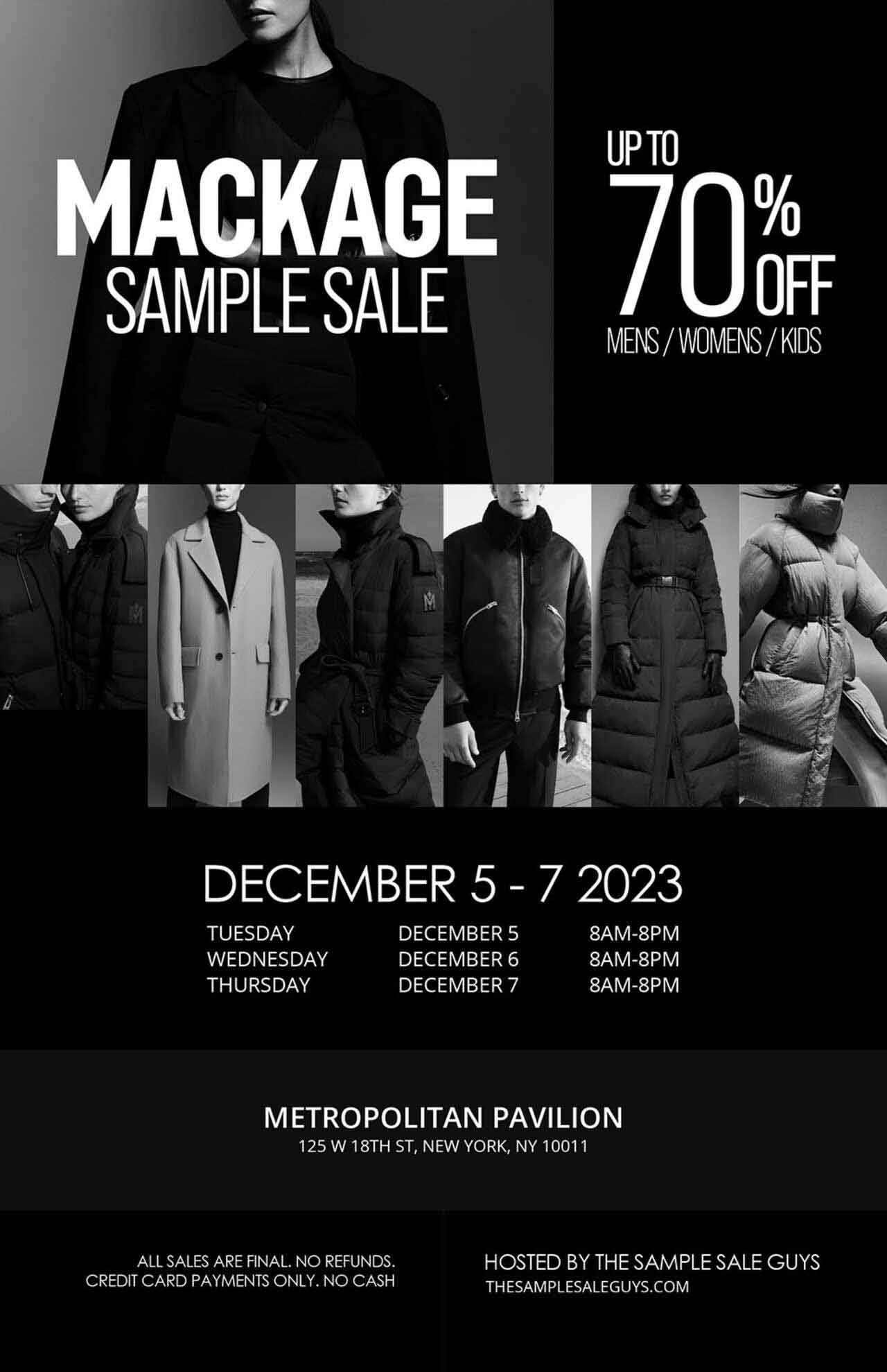 Mackage Sample Sale Outerwear NYC Sample Sale Calendar