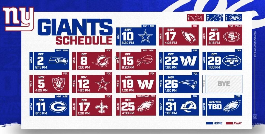 New York Giants Schedule 2023