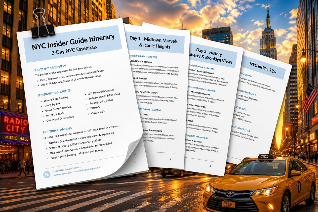 NYC first-time visitor itinerary essentials